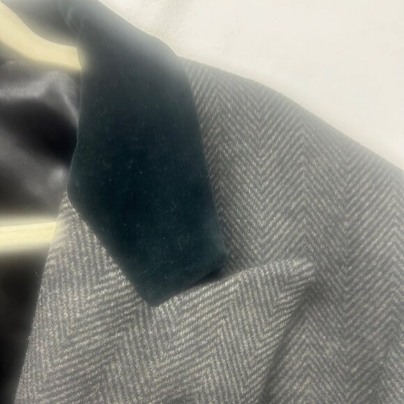 Polo Ralph Lauren Double-Breasted Wool Herringbone Overcoat Black Velvet Collar - Picture 5 of 12